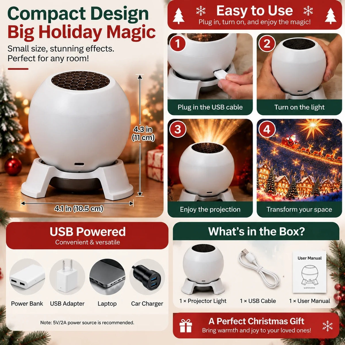Christmas Projection Light | Festive Decor | Red Lotus