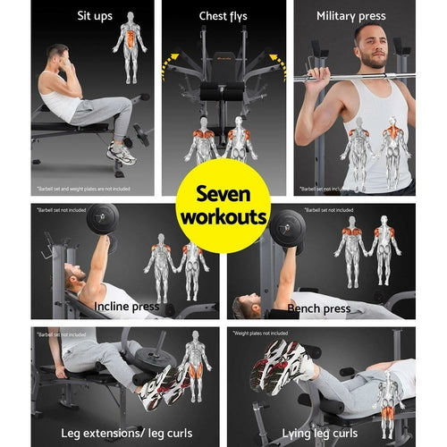 Everfit 8 合 1 卧推举重凳可调节家用健身房训练台